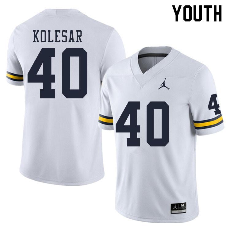 Youth #40 Caden Kolesar Michigan Wolverines College Football Jerseys Sale-White